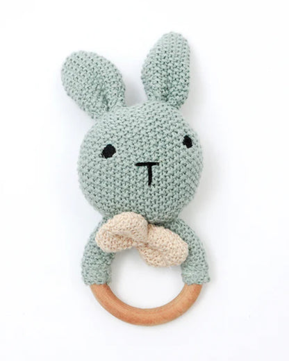 Bambini Duck Egg Bubu Knitted Rattle Toys-Provides Teething Relief