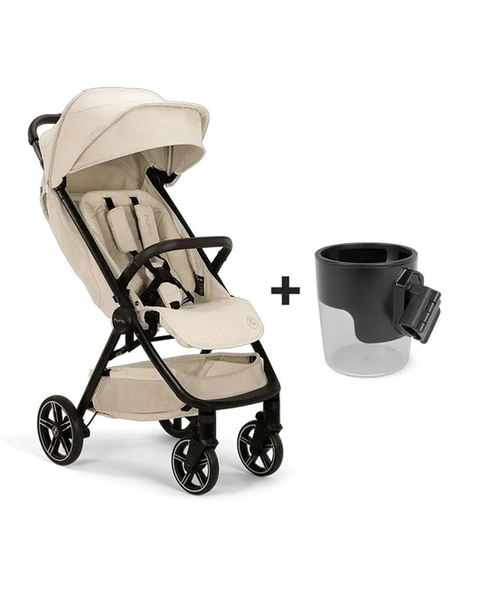 Nuna TRVL LX BMW Collection Cabin Friendly Stroller-With Free Cup Holder-Metal BMW Badge On Window Flap-Exclusive Wheels With BMW Logo-2 Years Warranty-Pram for 0 to 4Y (Upto 22Kg)-Mica