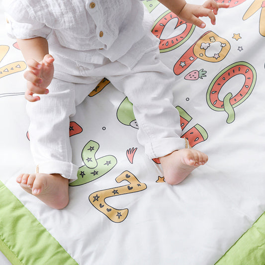 Yellow Doodle Reversible Easy Peasy Abc Baby Quilt-GOTS Certified Organic Cotton-For Infants