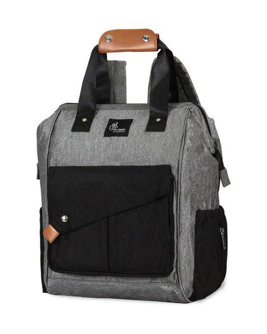 R For Rabbit Caramello Delight Diaper Bag-Backpack-With Changing Pad & Insulated Bottle Pocket-Grey & Black