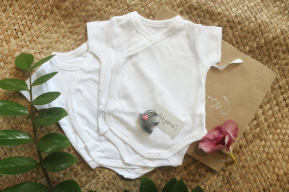 Picksparrow White Bodysuit-Solid-Cotton-Pack of 2-For Infants