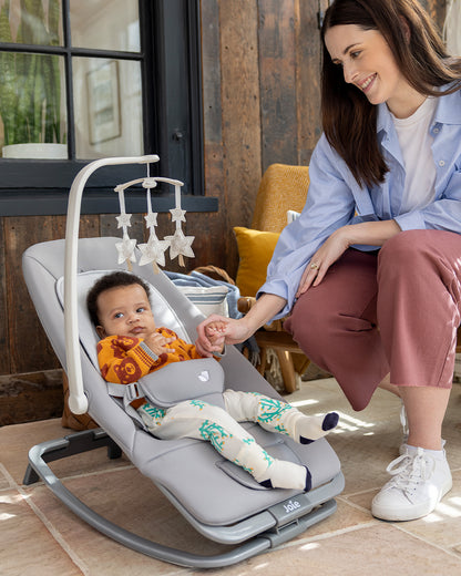 Joie Dreamer Rocker & Bouncer-3 Position Reclining Seat-2 Position Adjustable Leg Rest-With Removable & Rotating Toy Bar-2 Years Warranty-Upto 15 Kg-Walnut