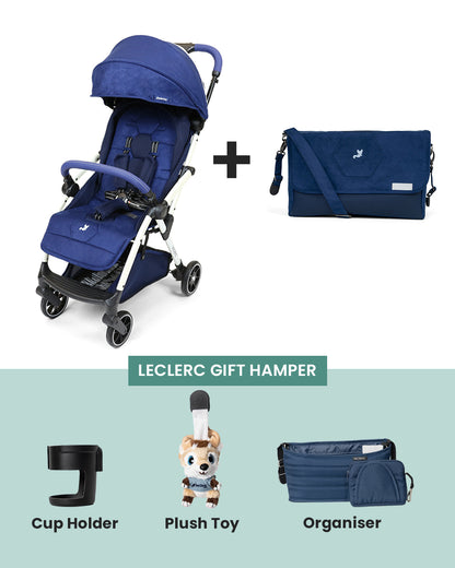 Leclerc Hexagon Ligthweight Baby Stroller & Diaper Bag-Air Cabin Friendly-Flat Reclining Seat-One Touch Fold-Includes Travel Bag-2 Years Warranty-for 6M to 5Y (Upto 22Kg)-Monte Carlo