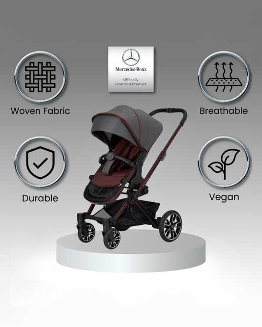 Mercedes-Benz Avantgarde GTX Baby Stroller-Height Adjustable Parent Handle Bar-Flat Reclining Seat & Reversible Seat-Includes Bag2Go Organiser & Rain Cover-2 Years Warranty-For 0 to 5Y-Tourmaline