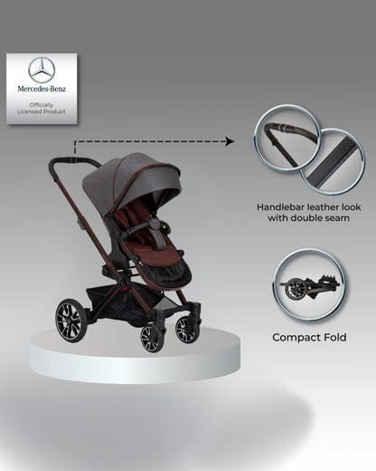 Mercedes-Benz Avantgarde GTX Baby Stroller-Height Adjustable Parent Handle Bar-Flat Reclining Seat & Reversible Seat-Includes Bag2Go Organiser & Rain Cover-2 Years Warranty-For 0 to 5Y-Tourmaline