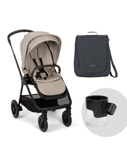 Nuna TRIV Next Stroller-With Cup Holder-Includes Travel Bag, Rain Cover & Post Adaptors-Reversible Seat-One Hand Fold-Pram for 0 to 4Y (Upto 22Kg)-Chateau