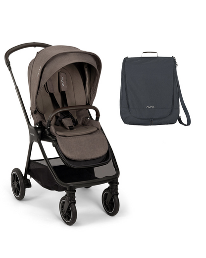 Nuna TRIV Next Stroller-Includes Travel Bag, Rain Cover & Post Adaptors-Reversible Seat-One Hand Fold-Pram for 0 to 4Y (Upto 22Kg)-Chestnut