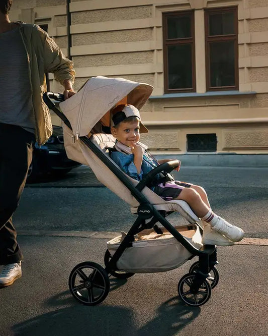 Nuna TRVL LX BMW Collection Cabin Friendly Stroller-With Free Cup Holder-Metal BMW Badge On Window Flap-Exclusive Wheels With BMW Logo-2 Years Warranty-Pram for 0 to 4Y (Upto 22Kg)-Mica