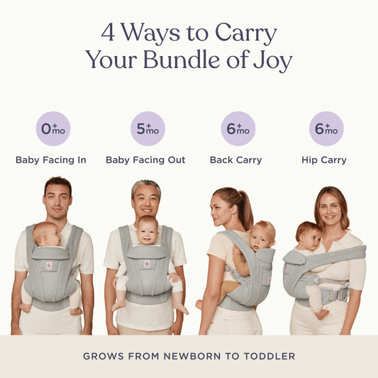 Ergobaby Omni Deluxe Linen Baby Carrier-With 4 Carry Positions-SoftFlex Mesh For Easy Airflow-6 Storage Pockets-Adjustable Head Support-Breastfeeding Friendly-For 0 to 4Y (3.2 to 20 Kg)-Natural Linen