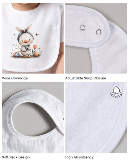 Twingle 100% Organic Muslin Bib-Soft Terry on the Back for maximum Absorbency-Trusted YKK Snaps-Easter Duck-Pack of 2-For Infants