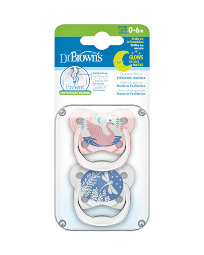 Dr. Brown's Prevent Butterfly Soother-Glow In The Dark-Orthodontic-Pink-Pacifier