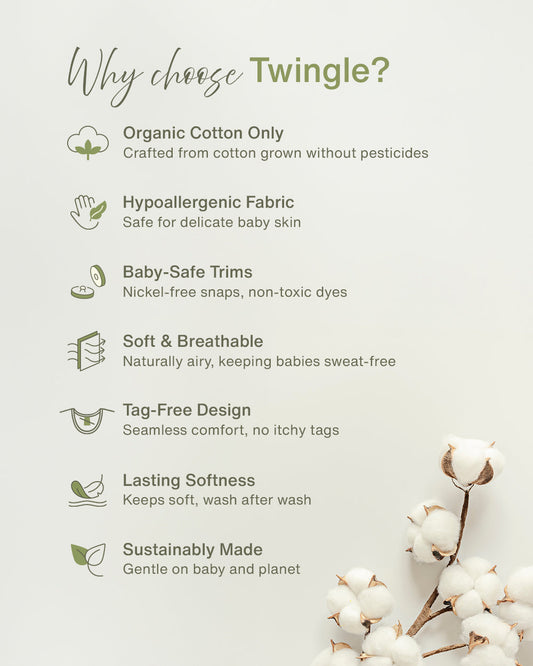 Twingle 100% Organic Cotton T-shirt & Leggings Set-Tag-Free Comfort-Easy Shoulder Snaps-White-Floral Print-For Infants