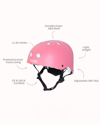 Todds Head Huggers Classic Kids Safety Helmet-Soft Padding-Adjustable Fit-For 2 to 5Y-Pink