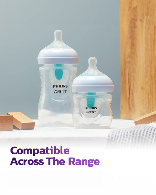 Philips Avent Natural Response Feeding Bottle-AirFree Vent-125 ml-With Flow 2 Nipple-Transparent-0M+