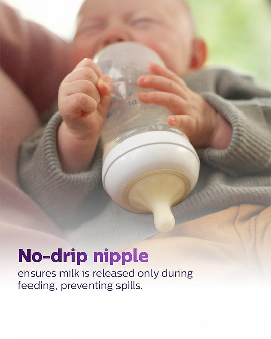 Philips Avent Natural Response Feeding Bottle-Anti Colic-125 ml-With Flow 2 Nipple-Transparent-0M+