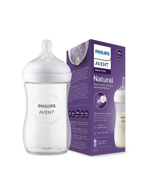 Philips Avent Natural Response Feeding Bottle-Anti Colic-260 ml-With Flow 3 Nipple-Transparent-1M+