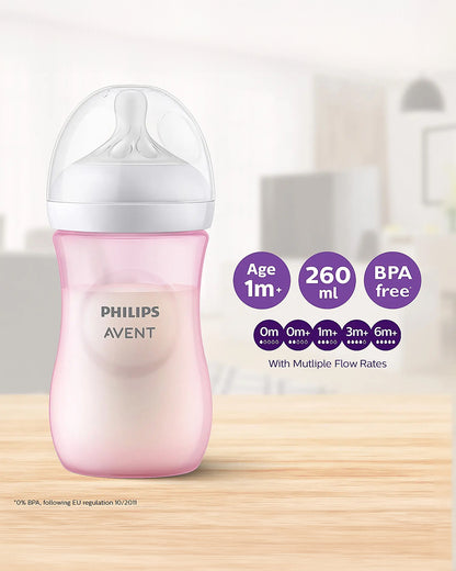 Philips Avent Natural Response Feeding Bottle-Anti Colic-260 ml-With Flow 3 Nipple-Pink-1M+