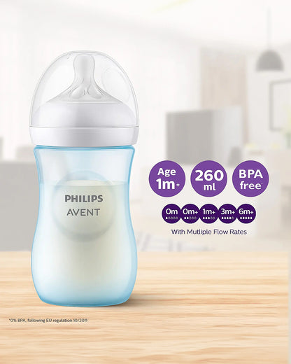 Philips Avent Natural Response Feeding Bottle-Anti Colic-260 ml-With Flow 3 Nipple-Blue-1M+