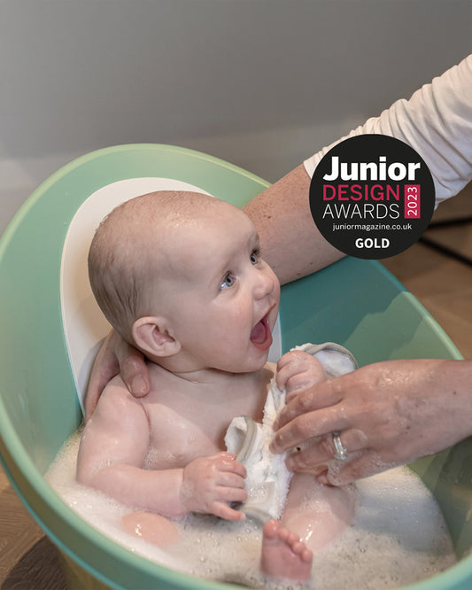 Shnuggle Newborn Bath Tub-With Bum Bump Support-Soft Foam Backrest & Non-Slip Base-BPA Free-0 to 12M-Eucalyptus