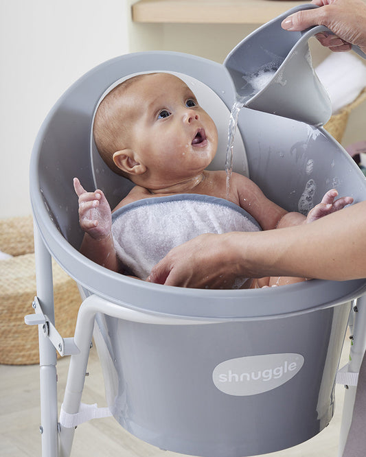Shnuggle Newborn Bath Tub with Bath Stand-0 to 12M-Eucalyptus