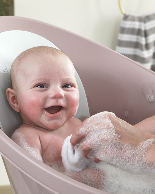 Shnuggle Newborn Bath Tub-With Bum Bump Support-Soft Foam Backrest & Non-Slip Base-BPA Free-0 to 12M-Taupe