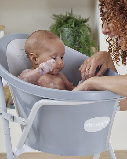 Shnuggle Newborn Bath Tub with Bath Stand-0 to 12M-Pebble Grey