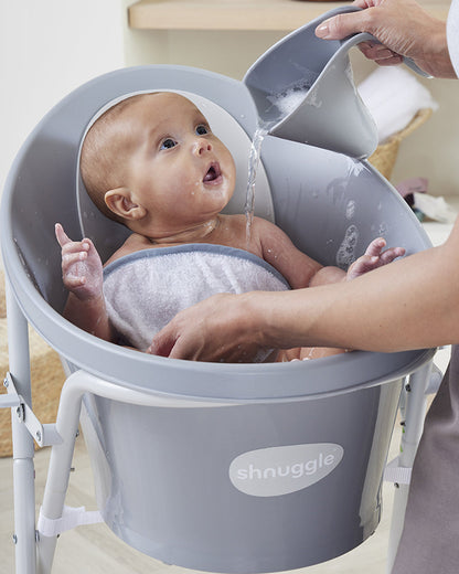 Shnuggle Newborn Bath Tub with Bath Stand-0 to 12M-Blossom