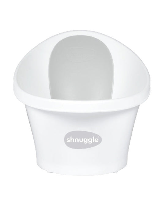 Shnuggle Newborn Bath Tub-With Bum Bump Support-Soft Foam Backrest & Non-Slip Base-BPA Free-0 to 12M-White & Grey