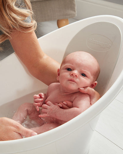 Shnuggle Newborn Bath Tub with Bath Stand-0 to 12M-White & Grey
