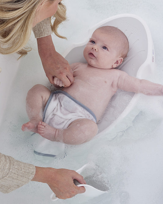Shnuggle Baby Bather-Non Slip and Soft Warm to Touch Backrest-Water Level Indicator-0 to 6M-Blossom