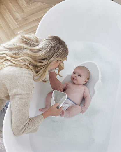 Shnuggle Baby Bather-Non Slip and Soft Warm to Touch Backrest-Water Level Indicator-0 to 6M-Blossom