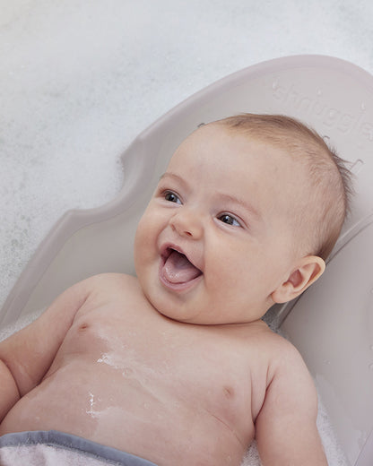 Shnuggle Baby Bather-Non Slip and Soft Warm to Touch Backrest-Water Level Indicator-0 to 6M-Blossom