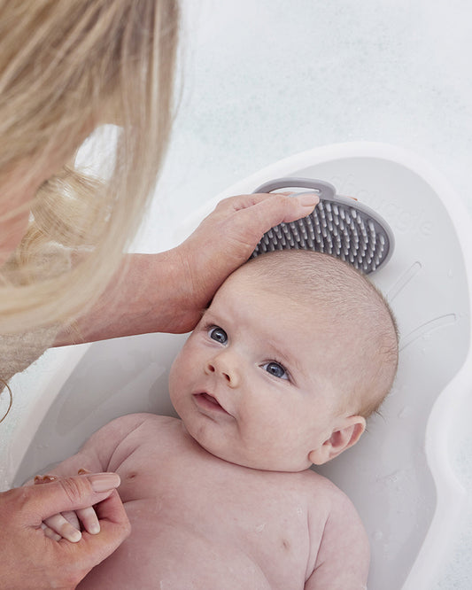 Shnuggle Baby Bather-Non Slip and Soft Warm to Touch Backrest-Water Level Indicator-0 to 6M-Blossom