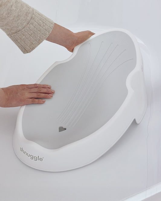 Shnuggle Baby Bather-Non Slip and Soft Warm to Touch Backrest-Water Level Indicator-0 to 6M-Blossom