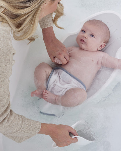 Shnuggle Baby Bather-Non Slip and Soft Warm to Touch Backrest-Water Level Indicator-0 to 6M-Pebble