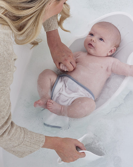 Shnuggle Baby Bather-Non Slip and Soft Warm to Touch Backrest-Water Level Indicator-0 to 6M-Pebble