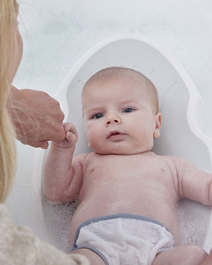 Shnuggle Baby Bather-Non Slip and Soft Warm to Touch Backrest-Water Level Indicator-0 to 6M-Pebble
