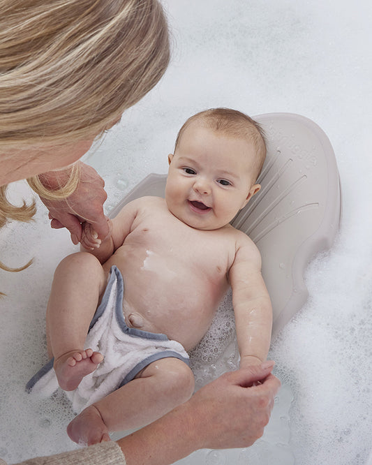 Shnuggle Baby Bather-Non Slip and Soft Warm to Touch Backrest-Water Level Indicator-0 to 6M-Pebble