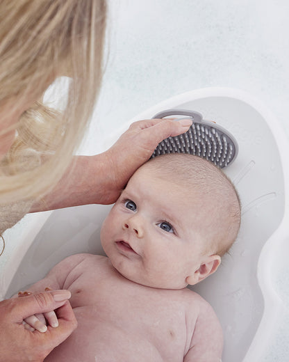 Shnuggle Baby Bather-Non Slip and Soft Warm to Touch Backrest-Water Level Indicator-0 to 6M-Pebble