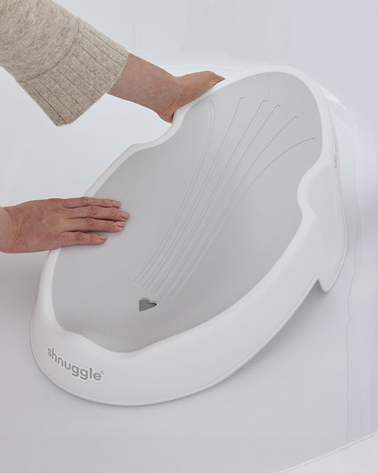 Shnuggle Baby Bather-Non Slip and Soft Warm to Touch Backrest-Water Level Indicator-0 to 6M-Pebble