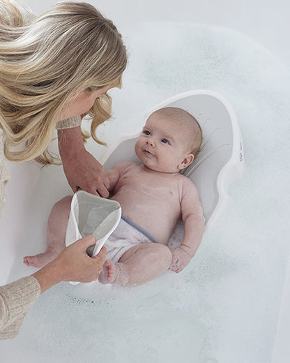 Shnuggle Baby Bather-Non Slip and Soft Warm to Touch Backrest-Water Level Indicator-0 to 6M-Taupe