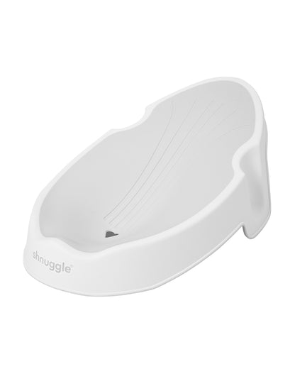 Shnuggle Baby Bather-Non Slip and Soft Warm to Touch Backrest-Water Level Indicator-0 to 6M-White & Grey