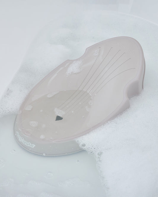 Shnuggle Baby Bather-Non Slip and Soft Warm to Touch Backrest-Water Level Indicator-0 to 6M-White & Grey