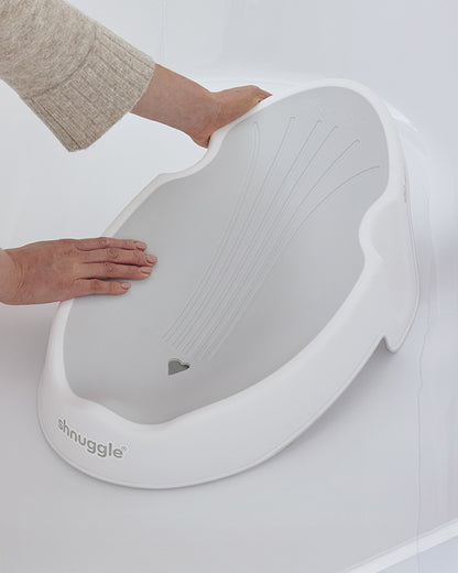 Shnuggle Baby Bather-Non Slip and Soft Warm to Touch Backrest-Water Level Indicator-0 to 6M-White & Grey