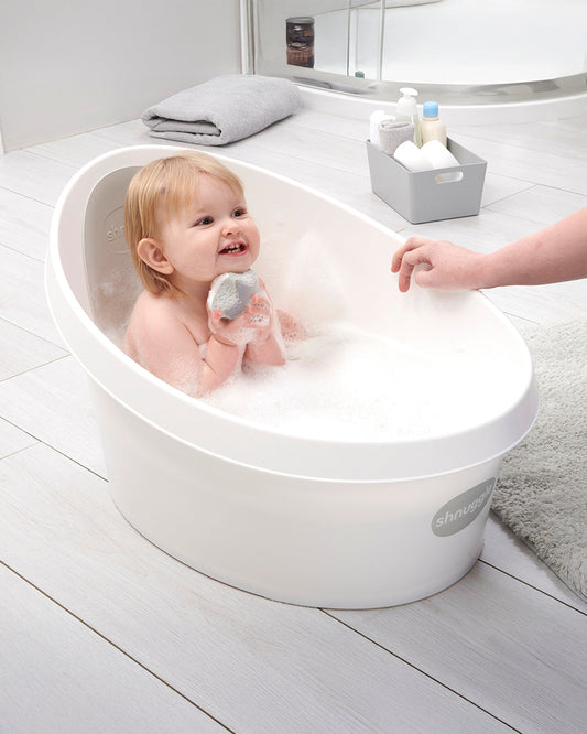 Shnuggle Toddler Bath Tub-With Bum Bump Support-Soft Foam Backrest & Non-Slip Base-Fits in Shower & Adult Bath-BPA Free-12 to 48M-Pebble Grey