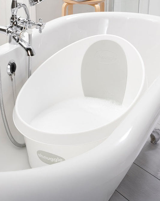 Shnuggle Toddler Bath Tub-With Bum Bump Support-Soft Foam Backrest & Non-Slip Base-Fits in Shower & Adult Bath-BPA Free-12 to 48M-Pebble Grey