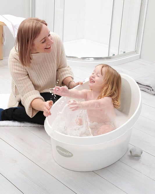Shnuggle Toddler Bath Tub-With Bum Bump Support-Soft Foam Backrest & Non-Slip Base-Fits in Shower & Adult Bath-BPA Free-12 to 48M-Pebble Grey