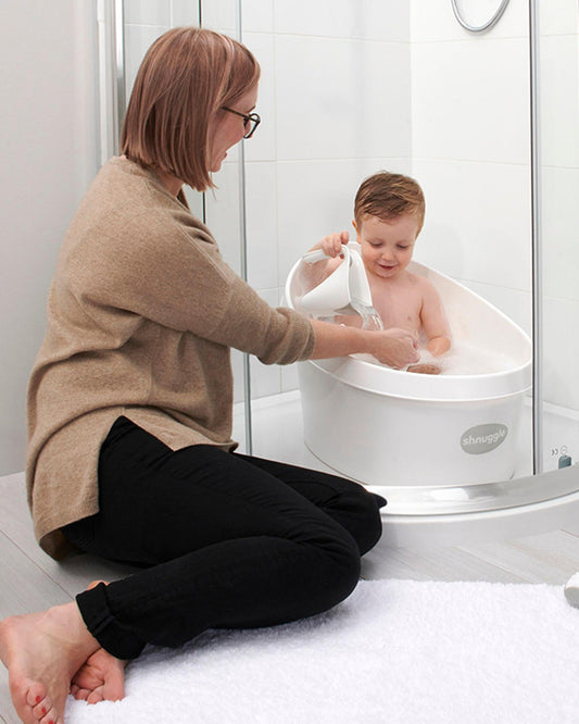 Shnuggle Baby Bath Tub with Bather & Jug-0 to 48M-Pebble Grey