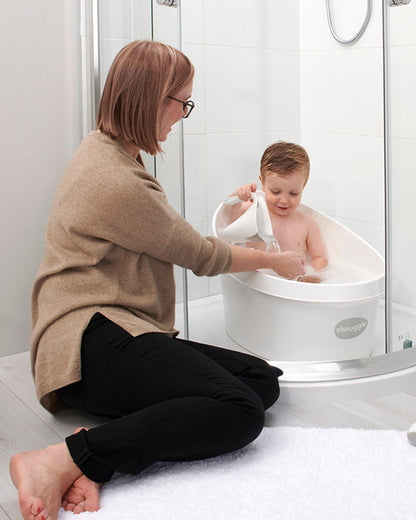 Shnuggle Toddler Bath Tub-With Bum Bump Support-Soft Foam Backrest & Non-Slip Base-Fits in Shower & Adult Bath-BPA Free-12 to 48M-Taupe