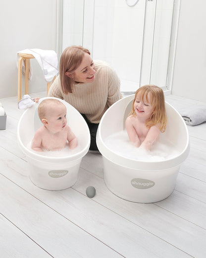 Shnuggle Toddler Bath Tub-With Bum Bump Support-Soft Foam Backrest & Non-Slip Base-Fits in Shower & Adult Bath-BPA Free-12 to 48M-Taupe